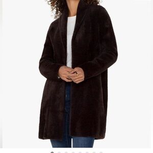 Liverpool Women's gorgeous fuzzy Dark Brown Teddy Jacket coatigan EUC